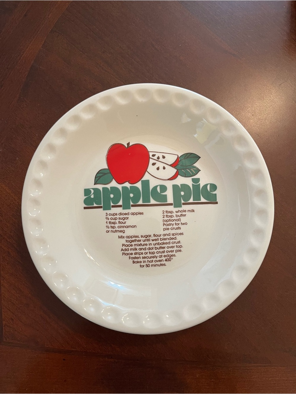 Vintage Mount Clemens 10” Apple Pie Plate